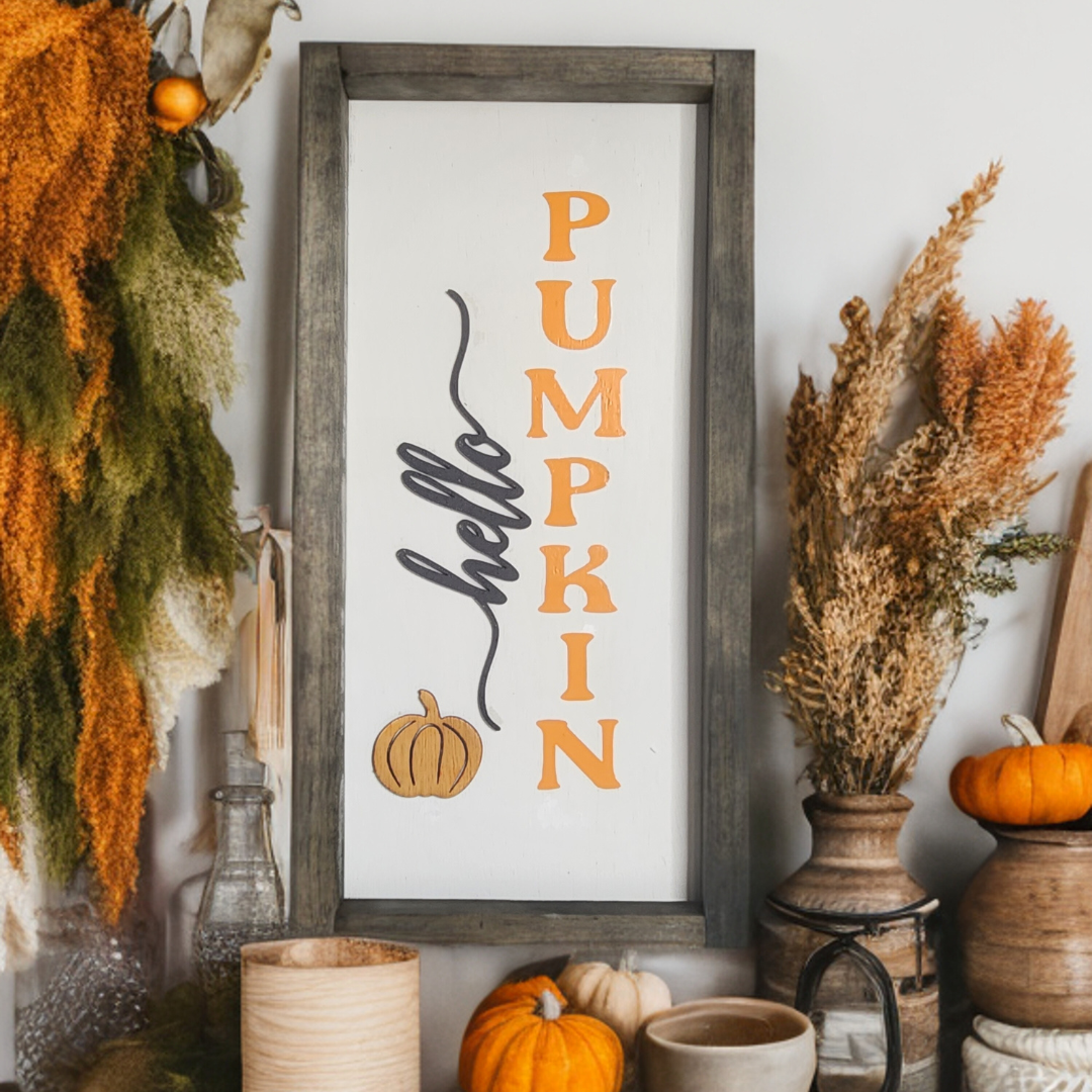 Charming Fall Sign - "Hello Pumpkin"